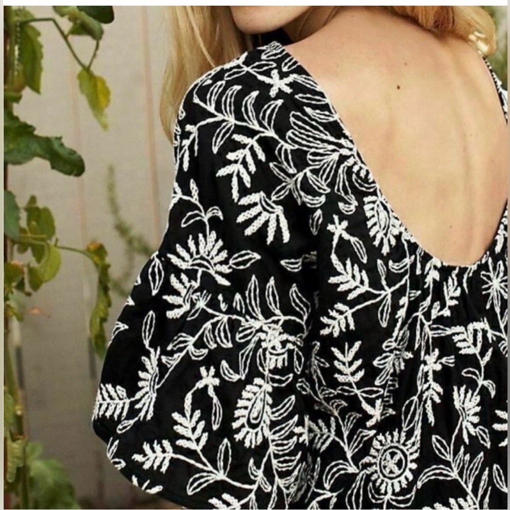 NWT Anthropologie Rory Embroidered Top Small